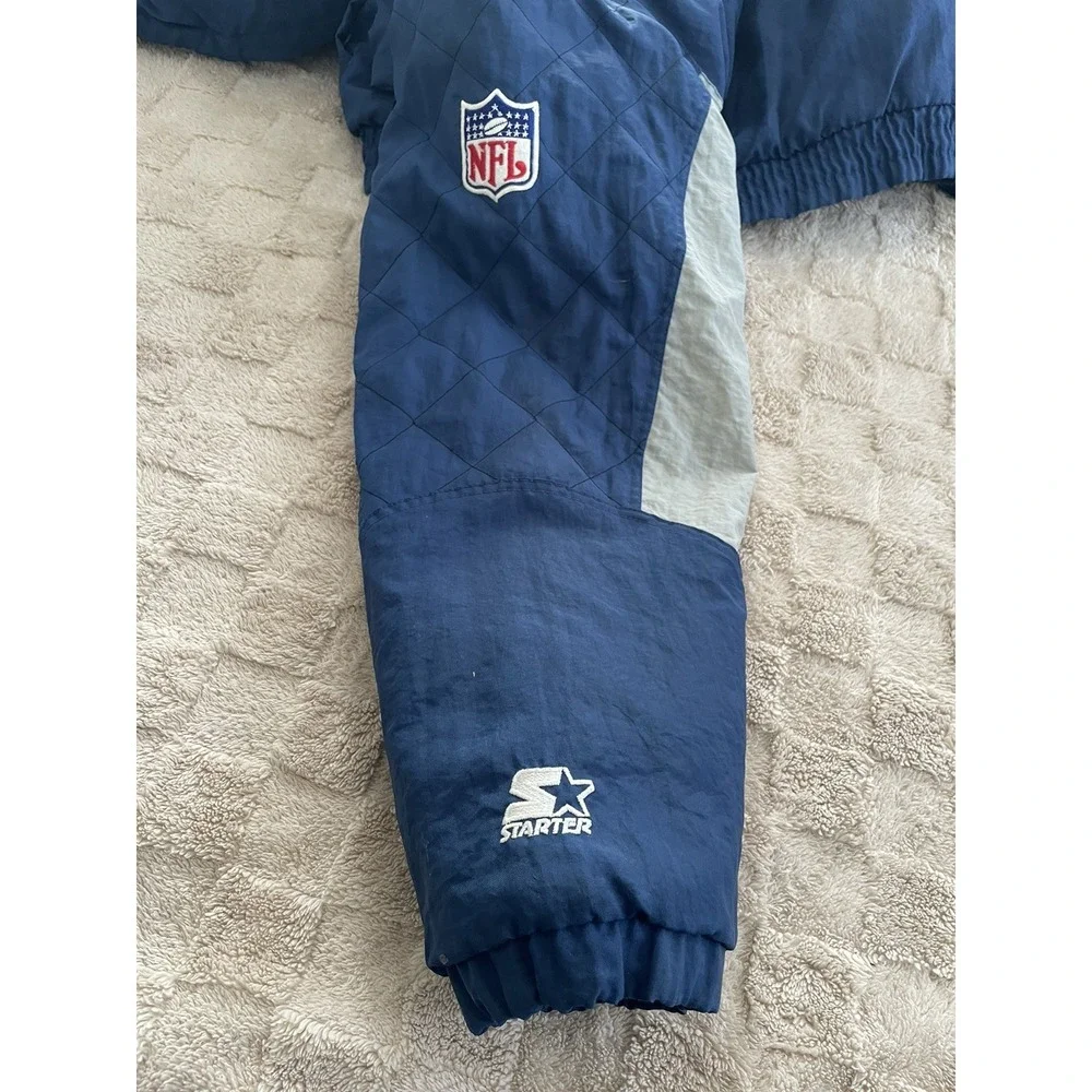 Vintage Starter Dallas Cowboys Hooded Puffer Jacket NFL Pro Line Zip Size‎ XL